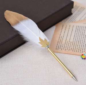 Bonvan Vintage Luxury <b>Gold</b> Accented Metal Feather <b>Pen</b> with Artistic Design 0.5mm - Product Image 4