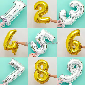 <span class=keywords><strong>Globos</strong></span> de Números de Colores para Decoración de Fiestas de Cumpleaños en Dorado y Plateado con Números del 0 al 9 sobre un Fondo Metálico, 16 Pulgadas de Diámetro - Product Image 6