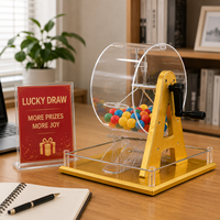 Machine à tirage au sort manuelle en acrylique transparent avec manivelle, agitateur de balles de bingo pour événements festifs
