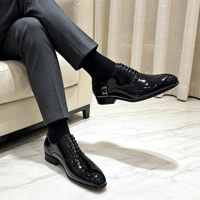 Herren Lacklederschuhe Schwarz Spiegelglanz Oxford Schnürschuhe Spitze Zehe Wasserdicht Smoking Luxus Formelle Anzugschuhe