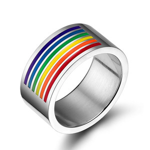 Aliança de arco-íris de personalidade, joias de orgulho <span class=keywords><strong>gay</strong></span> para homens e mulheres, clássico, festa de noivado - Product Image 3