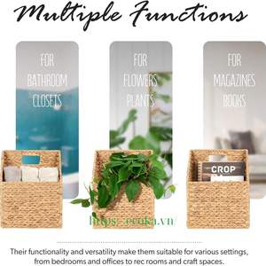 Wholesale Eco-Friendly Water Hyacinth <b>Storage</b> <b>Baskets</b> Multifunction <b>Rectangle</b> Design for Home Decor Clothing Organization Ecoka - Product Image 5