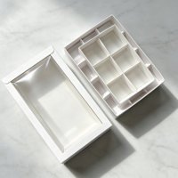 Boîte à chocolat personnalisée imprimée, emballage carré en papier écologique, boîte à dessert avec couvercle transparent et compartiments, boîte à chocolat