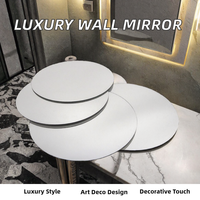 Miroir mural décoratif rond en acrylique, style Art Déco léger et luxueux, miroirs muraux décoratifs classiques, miroirs circulaires autocollants