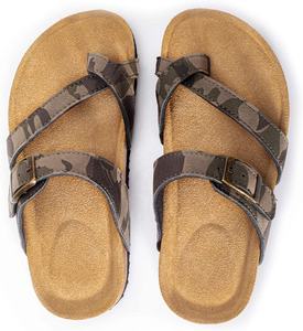 <span class=keywords><strong>Sandales</strong></span> à enfiler pour garçon en <span class=keywords><strong>cuir</strong></span> de vachette PU camouflage, confortables avec semelle en mousse à mémoire de forme et semelle en liège - Product Image 1