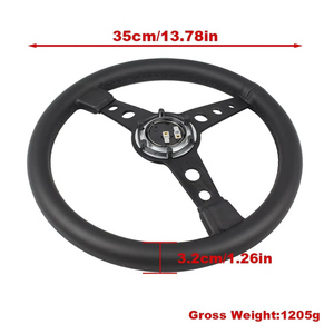 <span class=keywords><strong>Volant</strong></span> <span class=keywords><strong>Momo</strong></span> modifié en édition limitée, P 514 pouces, tout noir avec <span class=keywords><strong>cuir</strong></span> véritable concave peu profond, <span class=keywords><strong>volant</strong></span> à dégagement rapide - Product Image 6