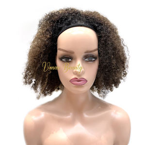 <span class=keywords><strong>Perruque</strong></span> VMAE <span class=keywords><strong>Demi</strong></span>-Tête Partie en U ou V Cheveux Humains Birmans Bruts Naturels <span class=keywords><strong>Afro</strong></span> Kinky Curly Coily avec Mèches Balayage Blond Cendré pour Femmes Noires - Product Image 2