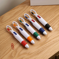 Logo personnalisé d'usine 4 couleurs stylo mousqueton portable multi couleur noir rouge bleu vert stylo à bille personnalisation