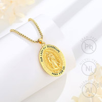 Merryshine Croix Personnalisée en Argent Sterling 925 Médaille Miraculeuse Amulette Scapulaires Bijoux Catholiques Collier Vierge Marie