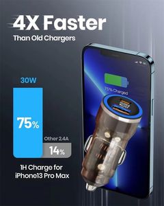 Chargeur de voiture 60W avec charge rapide PD 30W, allume-cigare de voiture 2 en 1, adaptateur de chargeur de voiture USB Type C - Product Image 6