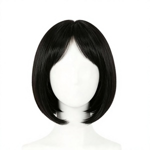 Pelucas cortas negras rectas, peluca sintética estilo bob con flequillo, para uso diario, disfraz de cosplay, peluca - Product Image 1