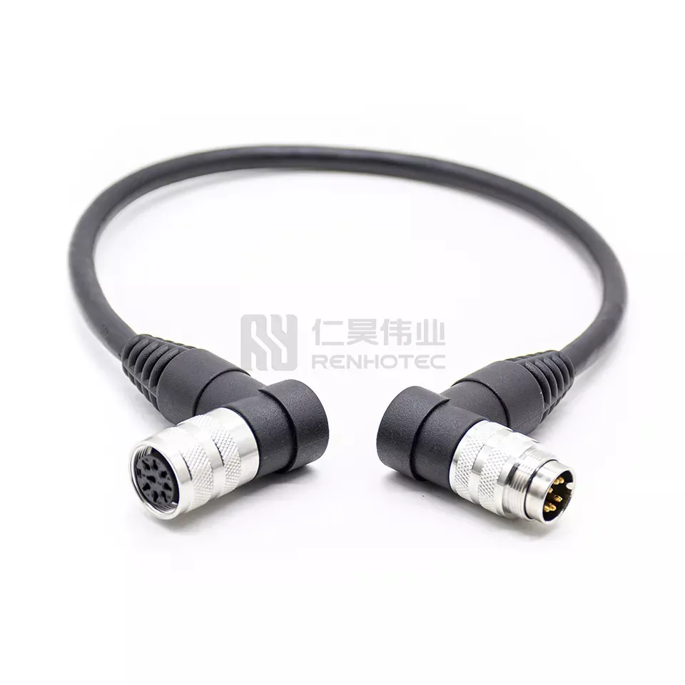 M16 Right Angled Connector Male 6 Pin to Female 8Pin Overmolded Cable