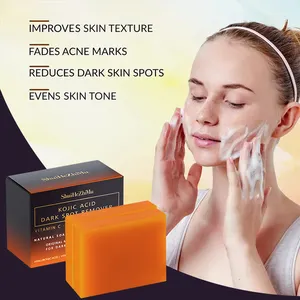 Private Label Skincare Bath Soap Body Lightening Whitening Brightening 3 In 1 Handmade Turmeric Kojic Acid Acne Soap