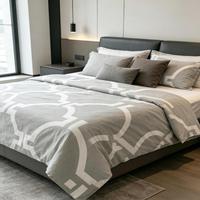 Ensemble de literie 4 pièces Queen en gros, 500TC, imprimé pigmenté, en polyester, 1 housse de couette, 1 drap plat, 2 taies d'oreiller, personnalisable