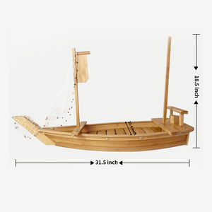 31.5นิ้วสีเข้มขึ้นเรือแสดง<span class=keywords><strong>ซูชิ</strong></span>ไม้ไผ่ขนาดใหญ่พร้อมตาข่ายและธง - Product Image 1