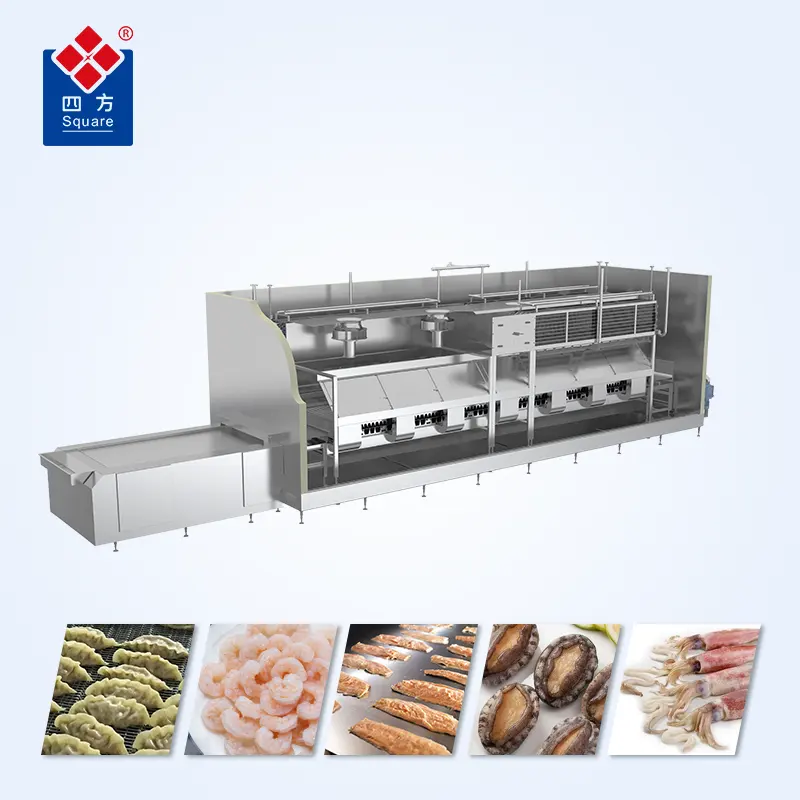 Máquina de congelación SQUARE IQF 200 1000 2000 kg/h pescado congelado verduras carne nitrógeno túnel profundo congelador rápido