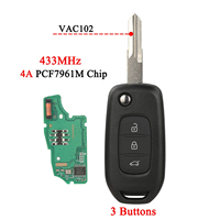 CWTWB1G767 433MHz 4A PCF7961M pour télécommande Renault, clé Renault, Dacia Logan Kadjar Captur Megane 3, télécommande symbole, télécommande Duster