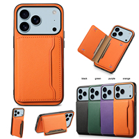 Étui de téléphone en cuir Denior Classic Togo Texture avec 3 emplacements pour cartes et support, motif Togo rétro, pour Apple 17 16 15 14 13 12 11 Series