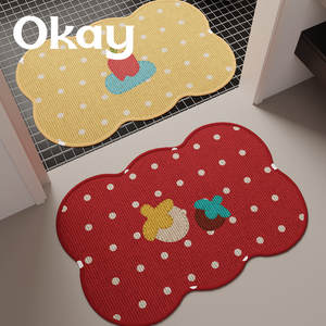 โอเค โนเวลตี้ แผ่นรองอาบน้ำลายผลไม้คู่ สีแดง กันลื่น สำหรับห้องน้ำ ห้องครัว ระเบียง - Product Image 1
