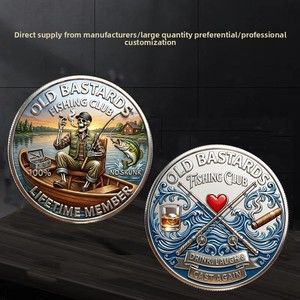 Pièce de monnaie et médaillon commémoratifs du Club de pêche Jinba Old Bastard, <span class=keywords><strong>en</strong></span> <span class=keywords><strong>fer</strong></span>, ronds, avec motif lac, artisanat <span class=keywords><strong>en</strong></span> relief 3D - Product Image 3