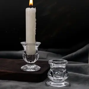 mini transparent candlesticks for candles romantic glass candleholders for wedding decoration