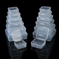 Boîte de rangement carrée transparente en plastique PP avec couvercle, design minimaliste moderne, fonction de scellage pour bijoux et composants