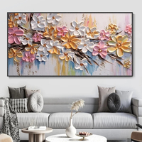Peinture de paysage floral coloré moderne Impressions de fleurs florales Art Décor de salon Peinture au couteau Décor de mariage et de noël