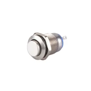 SHENGLEI 12mm High Round head mini Waterproof Non-illuminated Metal Push Button Switch Latching Waterproof 2 Pins button switch