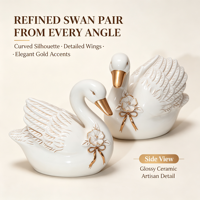 Magnifique statue de cygne en fibre de verre pour couple, artisanat robuste fait main, idéale pour les mariages et l'aménagement paysager de jardins.