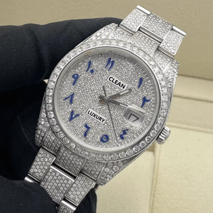 นาฬิกาเพชรสไตล์ฮิปฮอป40มม. หน้าปัดอาหรับสุดคลาสสิกหรูหราแบบ VVS Moissanite - Product Image 3
