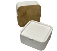 Nouvelle arrivée, mini boîte à lunch en plastique écologique, étanche, compatible lave-vaisselle, avec couvercle en bambou, récipient alimentaire avec bande élastique