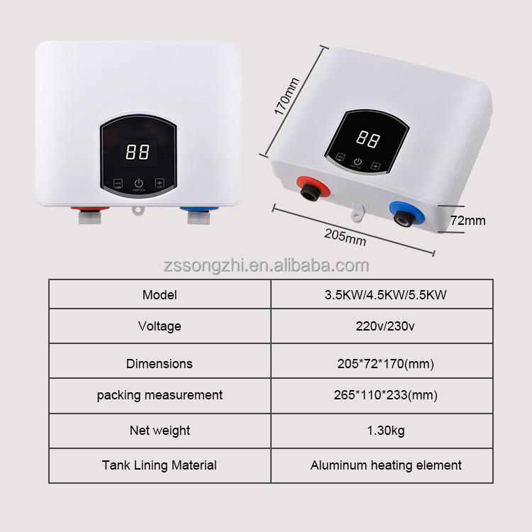 5500w OEM/ODM instant under sink shampoo bed electric water heater for hair  salon