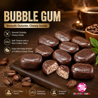 Vente en gros de chewing-gum aromatisé au café, étiquette privée personnalisée, emballé individuellement, mini chewing-gum, bonbons sucrés