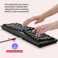 68 Keys Hot Swap Gaming Keyboard Creative Wave Shape Ergonomic Office Relax RGB Colorful Light Type C Wired Keyboard
