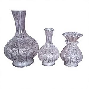 手工制作的复古黄铜花瓶 镀银地板装饰品 传统家居设计 高品质家居礼品 - Product Image 1