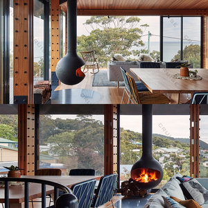 Cheminée suspendue sphérique CRUISE pour plafond, <span class=keywords><strong>foyer</strong></span> <span class=keywords><strong>ouvert</strong></span>, chauffage au bois, métal, <span class=keywords><strong>gaz</strong></span> naturel/propane, 360 degrés - Product Image 3