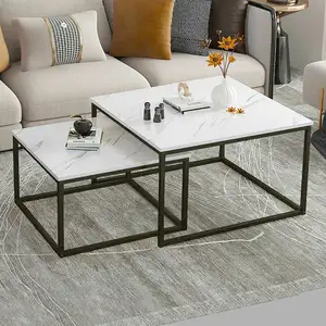 거실 용 산업용 직사각형 팔레트 금속 현대 나무 커피 테이블
