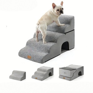 Pet Staircase 5 Step Convertible Ramp Sofa Style <b>Dog</b> Climbing Ladder With <b>Bed</b> Mat Gray Multifunctional For <b>Small</b> <b>Dogs</b> - Product Image 1
