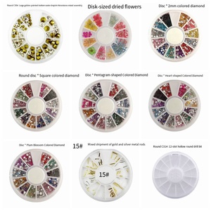 SunelPort - Plato Giratorio <span class=keywords><strong>de</strong></span> 12 Compartimentos para Manicura, Joyería 3D, Remaches Metálicos, Diamantes Planos Dorados, Gotas, Triángulos, <span class=keywords><strong>Puntos</strong></span>, Rectángulos, Adornos Geométricos Brillantes - Product Image 6