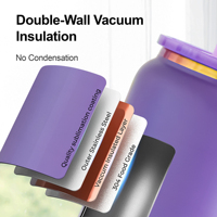 Gobelet à café isotherme en acier inoxydable plaqué arc-en-ciel de 16 oz avec design personnalisé, compatible lave-vaisselle