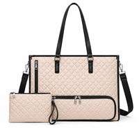 Sac fourre-tout pour ordinateur portable en cuir PU matelassé avec compartiment inférieur |   Sac à bandoulière de bureau grande capacité pour femmes |   Échantillons en 7 à 10 jours