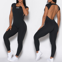 Combinaison de sport de haute qualité avec logo personnalisé, en spandex et nylon, dos nu, pour femmes