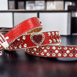 Westlicher Luxus Herren PU-Ledergürtel Breite Legierungsschnalle Kristall-Strass-Diamant-Einlage Mode Punk Trend Design Individuelles Logo - Product Image 4