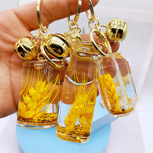 Nuovo Portachiavi in Acrilico con Effetto Olio, Bottiglia con Sabbie Mobili a Forma di <span class=keywords><strong>Spiga</strong></span> di Grano, Decorazione Pendente per Auto e Borse, Vendita all'Ingrosso - Product Image 3