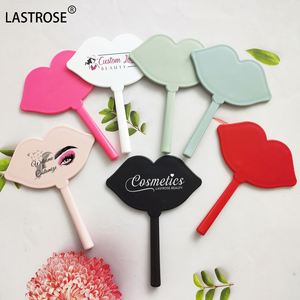 Private logo Lip Shape Handheld Makeup Mirror Private Label Single Side Hand Held Cosmetic Mirrors - Product Image 2