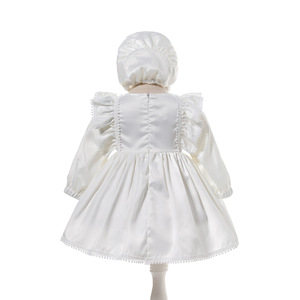 Vestido de bautismo de encaje blanco elegante personalizado <span class=keywords><strong>para</strong></span> niñas, <span class=keywords><strong>vestidos</strong></span> de <span class=keywords><strong>bautizo</strong></span> con gorro, sesiones de fotos de bebés recién nacidos, ropa de cumpleaños - Product Image 5