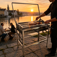 Barbecue rotatif au charbon de bois BlazeFor OEM avec grille de 40x80cm, chaleur de précision et prix avantageux pour les excursions en camping