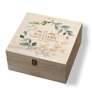 Boîte de rangement en bois rectangulaire, boîte à bijoux en bois massif avec couvercle rabattable, avec serrure et poignée, organisateur de bureau pour souvenirs et objets - Product Image 4