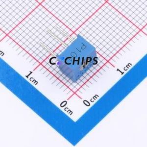 Resistencia Ajustable/Potenciómetro 3362P-101-LF, Componente de Orificio Pasante (THT)-3P, Resistencia de 7x6.8mm, 100 Ohmios, 10%, 500mW, 250ppm ℃ - Product Image 1