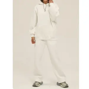 OEM hai mảnh hoodie Sweatpants Set phụ nữ quá khổ thể thao Hoodie Set phụ nữ quần áo chống thu nhỏ